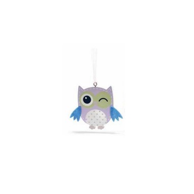 OWL "TODAY I FEEL" IN WOOD AND FELT AND CLOTHESPIN - LILAC