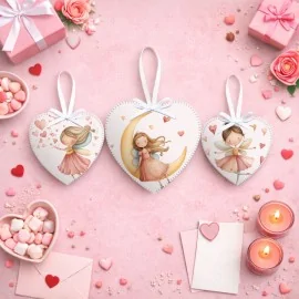 Cuori in pannolenci da 10, 12 e 16 cm - fate di san valentino - cod.057 - kit san valentino|IDEEINFELTRO.COM