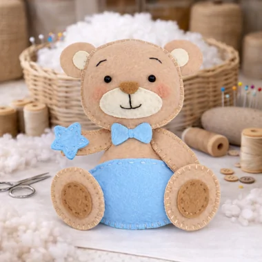 Teddybeer met hemelse ster in dun vilt om te assembleren 2