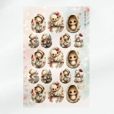 Panel de pascua en fieltro fino modelo 112 - pollitos y flores 2