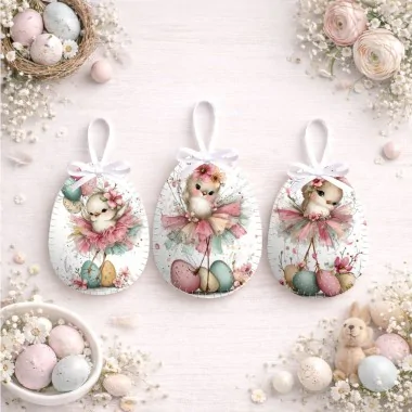 Panel de pascua en fieltro fino patrón 123 - pollitos bailarines de pascua