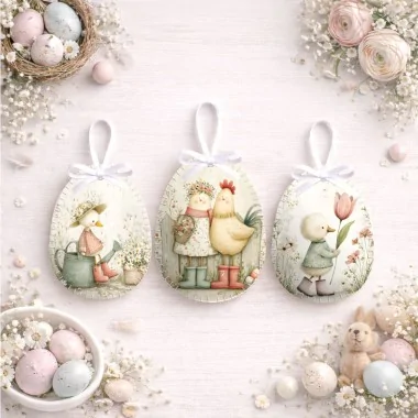 Panel de pascua en fieltro fino modelo 127 - patos y gallinas