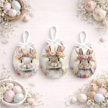 Pannello pasqua in pannolenci modello 134 - conigli pasquali
