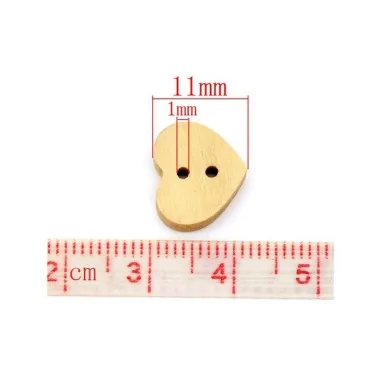 40 WOODEN BUTTONS - HEART 2