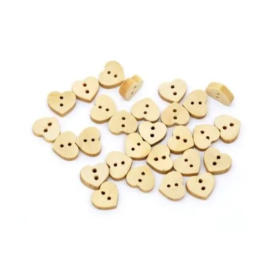 40 WOODEN BUTTONS - HEART