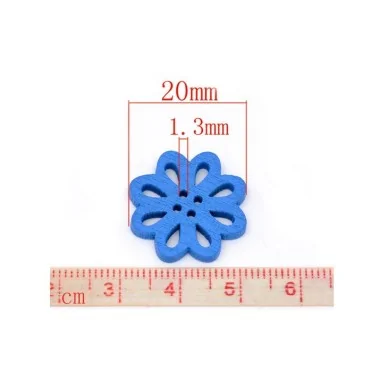 40 MIXED WOODEN BUTTONS - FLOWER 2