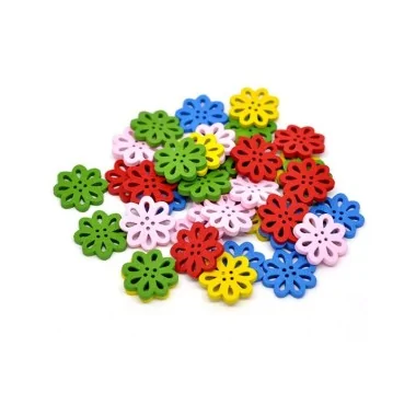 40 MIXED WOODEN BUTTONS - FLOWER
