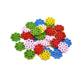 40 Bottoni misti in legno - fiore 8 petali|IDEEINFELTRO.COM