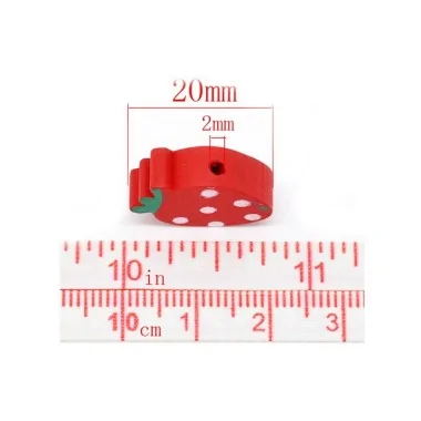 40 MIXED WOODEN BUTTONS - STRAWBERRY 2