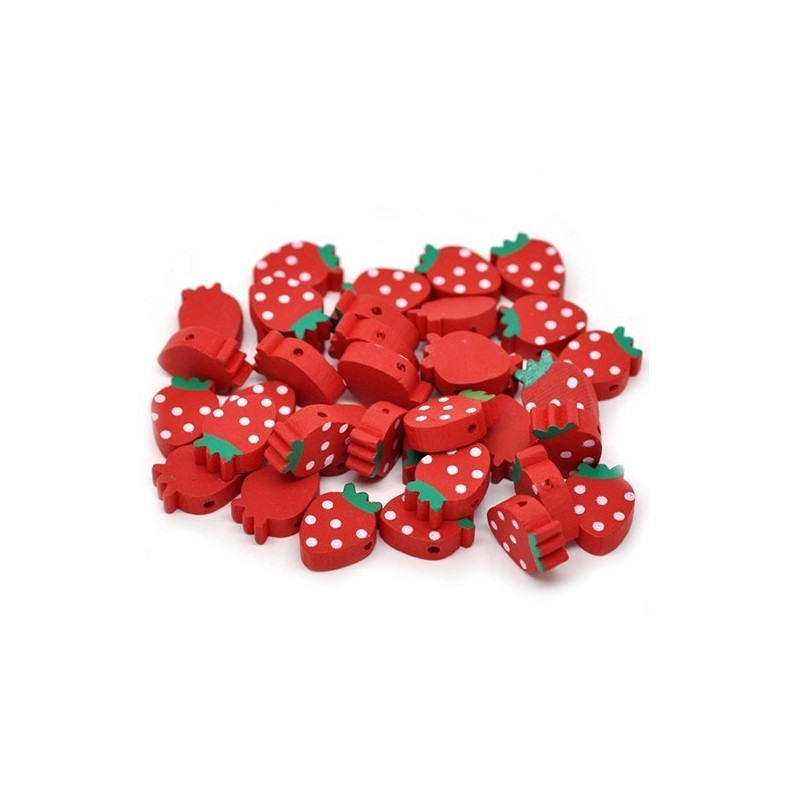 40 Bottoni in legno - fragola|IDEEINFELTRO.COM