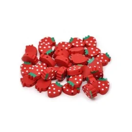 40 Bottoni in legno - fragola|IDEEINFELTRO.COM