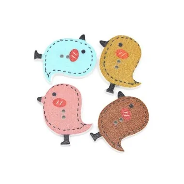 40 WOODEN BUTTONS - BIRD