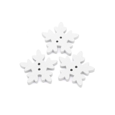 40 MIXED WOODEN BUTTONS - SNOWFLAKE