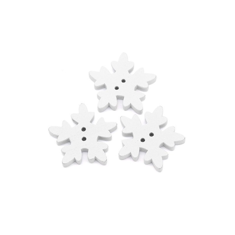 40 GEMENGDE HOUTEN KNOPEN - SNEEUWVLOK