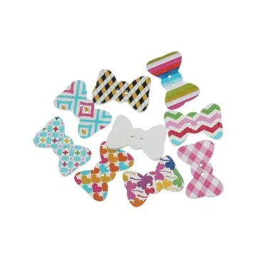 40 MIXED WOODEN BUTTONS - BOW