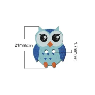 40 MIXED WOODEN BUTTONS - OWL 2
