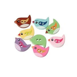 40 MIXED WOODEN BUTTONS - BIRD