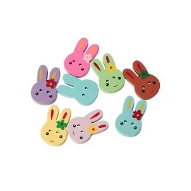 40 MIXED WOODEN BUTTONS - RABBIT