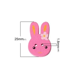 40 MIXED WOODEN BUTTONS - RABBIT
