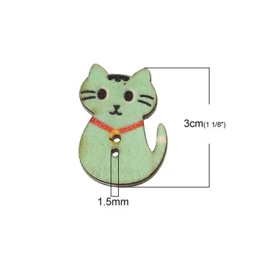 40 BOUTONS EN BOIS MIXTE - CHAT 2