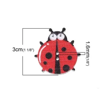 40 BOUTONS EN BOIS MIXTE - COCCINELLE 2