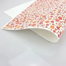 MOOSGUMMI BEDRUCKTE BLUMEN 40 X 60 CM - WEISS