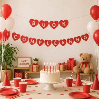 Kit de festón en fieltro fino 6 corazones - color que elijas 2