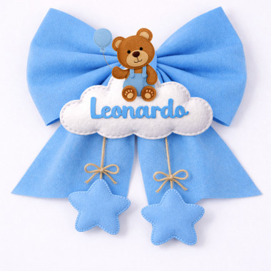 Birth bow kit in soft craft felt to assemble - teddy bear with balloon