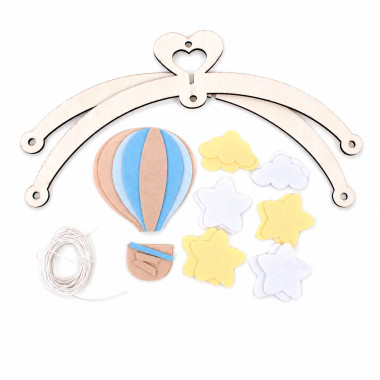 Mobile kit for soft craft felt crib to assemble - Mongolfiera boy 2