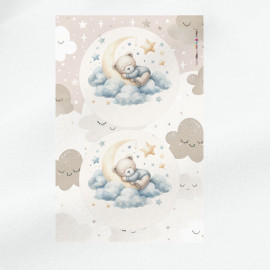 Pannello nascita in pannolenci per decorazioni - orsetto luna con nuvola|IDEEINFELTRO.COM