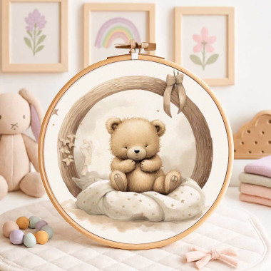 Panneau de naissance en feutrine pour les décorations - ours en peluche avec couverture
