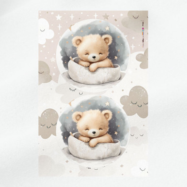 Birth panel in soft craft felt for decorations - bear in dreams 2