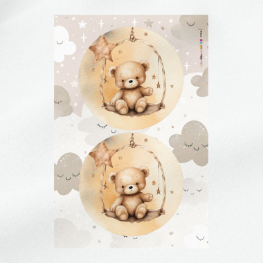 Panel de nacimiento en fieltro fino para decoraciones - osito de peluche en el columpio 2