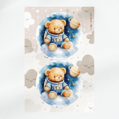 Panneau de naissance en feutrine pour décorations - ours dans l’espace 2