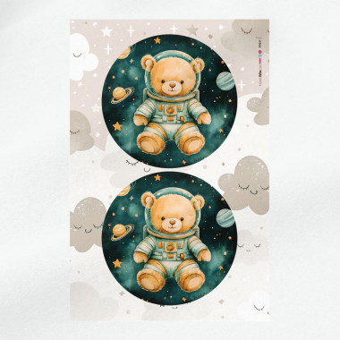 Geboortepaneel in dun vilt voor decoraties - astronaut beer 2