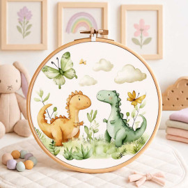 Birth panel in soft craft felt for decorations - friends dinosaurs