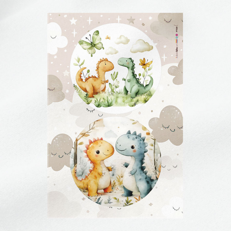 Birth panel in soft craft felt for decorations - friends dinosaurs