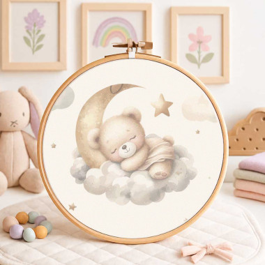 Panneau de naissance en feutrine pour décorations - ours rêveur