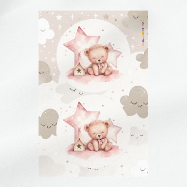 Panel de parto en fieltro fino para decoraciones - osito de peluche con lazo 2
