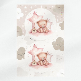 Geboortepaneel in dun vilt voor decoraties - teddybeer met strik