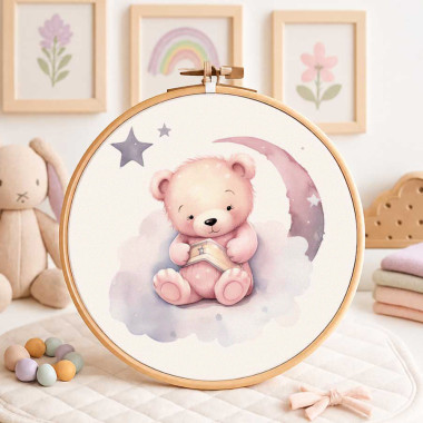 Panel de parto en fieltro fino para decoraciones - oso de peluche en la nube