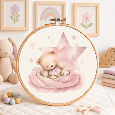 Geboortepaneel in dun vilt voor decoraties - teddybeer