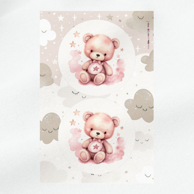 Birth panel in soft craft felt for decorations - teddy bear with bib 2
