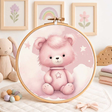 Panel de parto en fieltro fino para decoraciones - oso de peluche con penacho