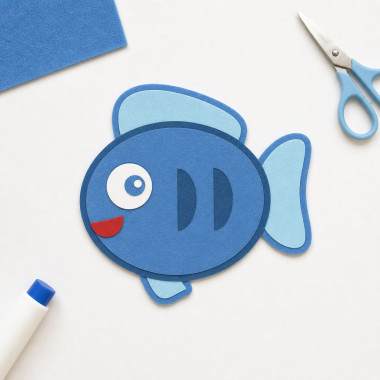 soft craft felt Panel Cut and Compose- Blue Fish Theme