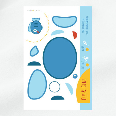 Pannello in pannolenci Taglia e componi- Tema il pesce blu 2