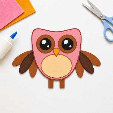 soft craft felt Cut & Compose Panel- Owl Theme