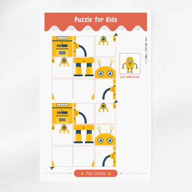 Kit de puzzle imprimé feutrine à découper - Robot 1 2