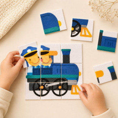Am printat fetru moale kit de puzzle pentru decupat - Polițist în tren