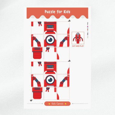 Kitul de puzzle fetru moale printat pentru decupat - Robot 2 2